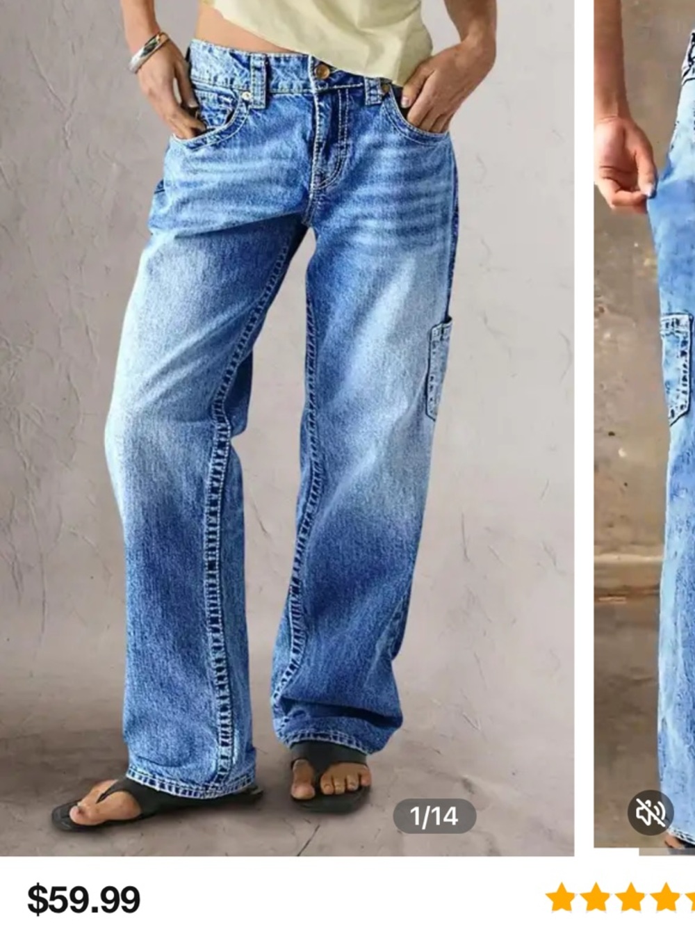 Flamingals Wash Multi Pocket Mid Rise Straight Leg Jeans Size XS(0/2)